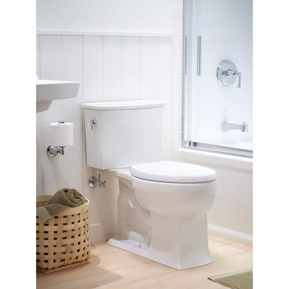 White Ceramic Elongated Two-Piece High Efficiency Toilet