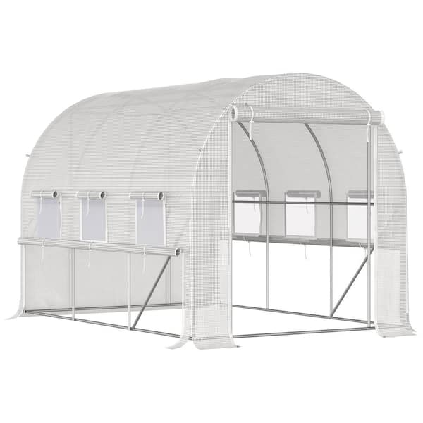 Outsunny 120 in. W x 84 in. D x 84 in. H Walk-In Tunnel Greenhouse