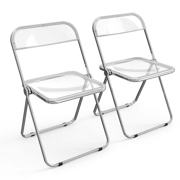 Winado Stackable Transparent Clear Acrylic Folding Chair (Set of 2