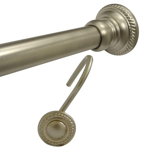 Elegant Home Fashions Fine Rope Shower Rod and Hooks Value Pack in Satin Nickel