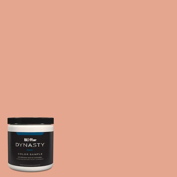 BEHR DYNASTY 8 oz. #M180-4 Priceless Coral Satin Enamel Stain-Blocking Interior/Exterior Paint and Primer Sample