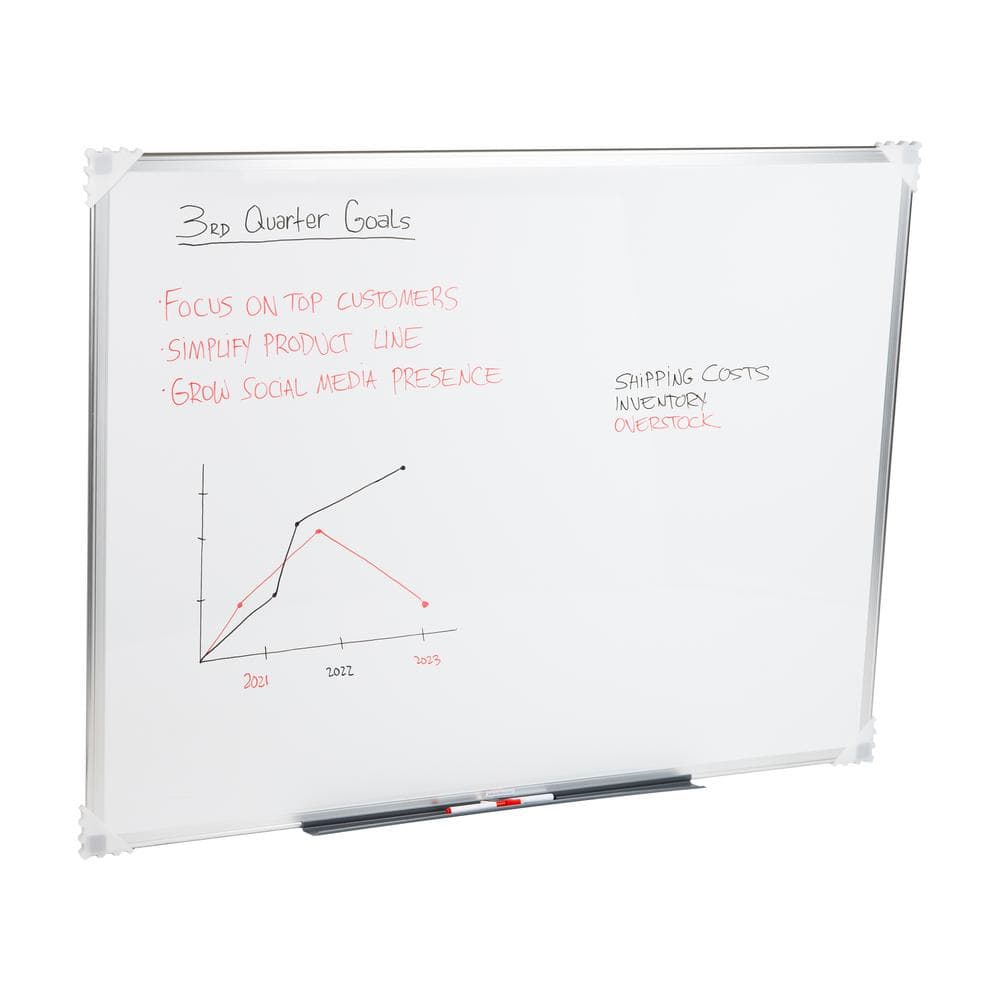 47.75 in. L x 36 in. W x .5 in. D Wall Mount Dry Erase Magnetic White Board with Eraser Marker Shelf, White price history on PriceWatchPro