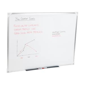 47.75 in. L x 36 in. W x .5 in. D Wall Mount Dry Erase Magnetic White Board with Eraser Marker Shelf, White