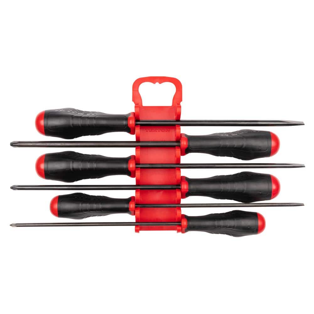 Long High-Torque Black Oxide Blade Screwdriver Set with Holder, 6-Piece (#1-#3,3/16-5/16 in.)