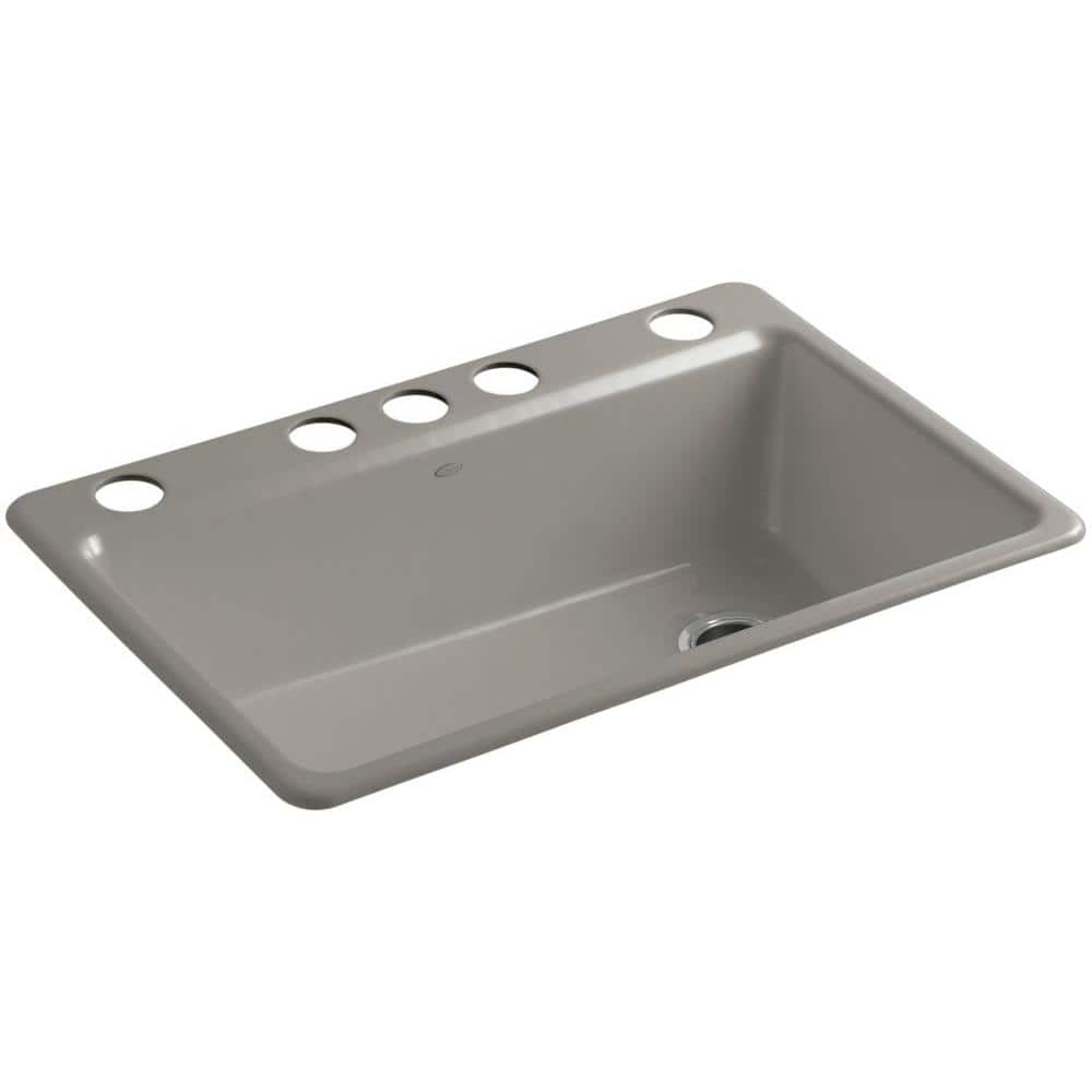 Elegant Gray 33" Undermount Cast Iron Kitchen Sink with Accessories