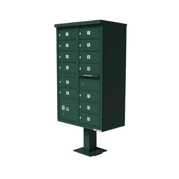 Florence Vital 1570 13-Mailboxes 1-Parcel Locker 1-Outgoing Pedestal Mount Cluster Box Unit