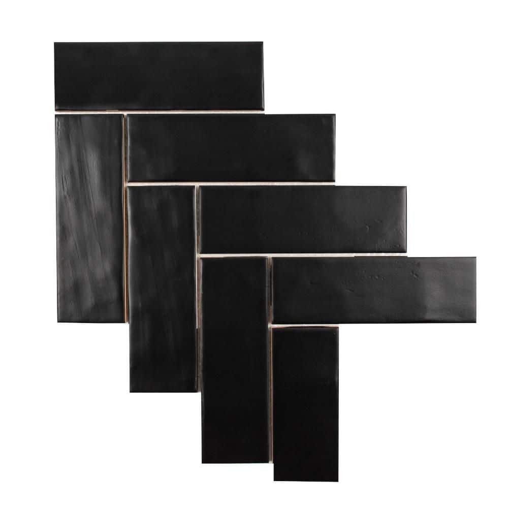 Take Home Tile Sample - Herringbone Black 2.5 in. x 4 in. Matte and Gloss Ceramic Mosaic Wall Tile Sample price history on PriceWatchPro