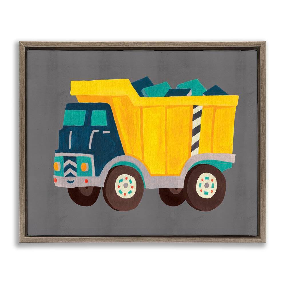 Yellow Dump Truck by Irene Chan Brown Floater Frame Typography Graphic Art Print 25 in. x 31 in. price history on PriceWatchPro