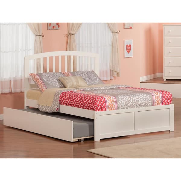 AFI Richmond White Full Platform Bed with Flat Panel Foot Board and Twin Size Urban Trundle Bed