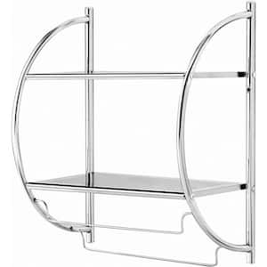 2-Tier Wall Mount Towel Rack with 2 Towel Bars in Chrome
