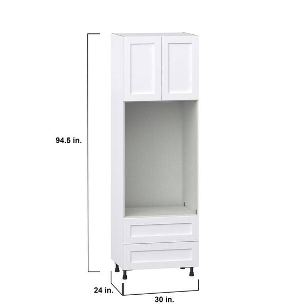 J COLLECTION 30 in. W x 94.5 in. H x 24 in. D Mancos Bright White Shaker Assembled Pantry Micro/Oven Cabinet with Drawer