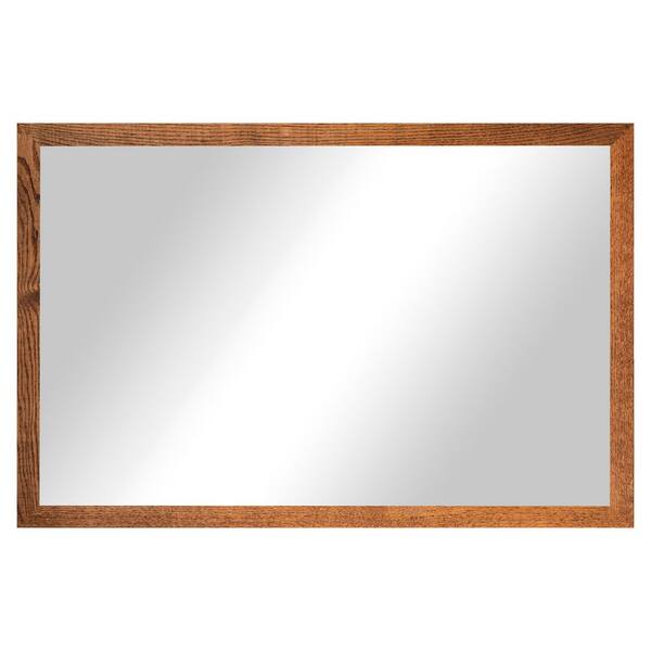3 in Honey Frame (52 in. W x 33 in. H) Oak Hardwood Rectangle Wall Mirror