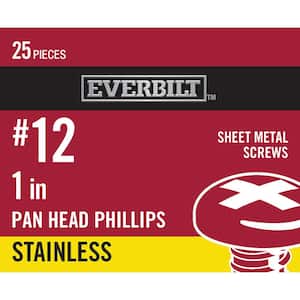 #12 1 in. Phillips Pan-Head Sheet Metal Screws (25-Pack)