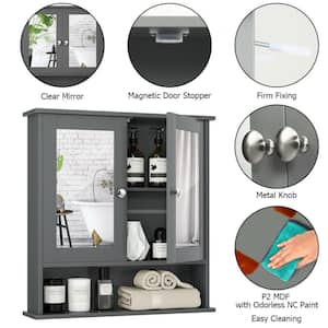 22 in. W x 23 in. H Gray Surface Mount Medicine Cabinet with Mirror