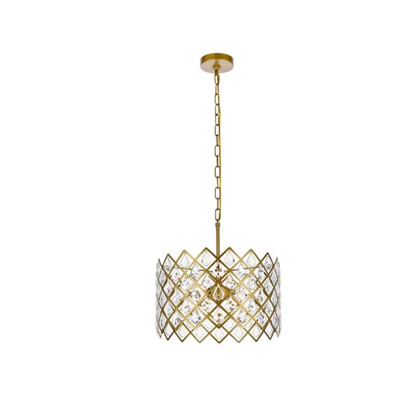 Unbranded Timeless Home 16 in. 3-Light Brass Pendant Light
