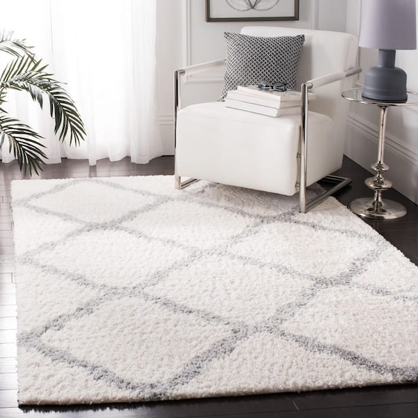 Parma Shag 2 ft. x 3 ft. Cream/Gray Wavy Diamond Area Rug