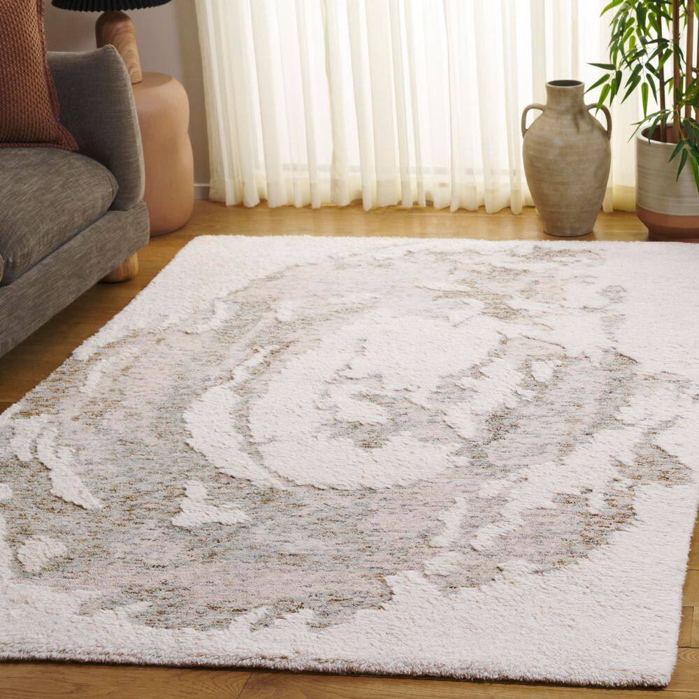 SAFAVIEH Casablanca 5 ft. x 8 ft. Ivory/Teal Abstract Medallion