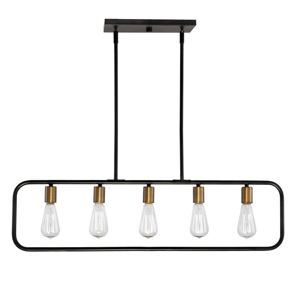 DSI LIGHTING 24.50 in. 5-Light Black Island Pendant with Vintage Edison ...