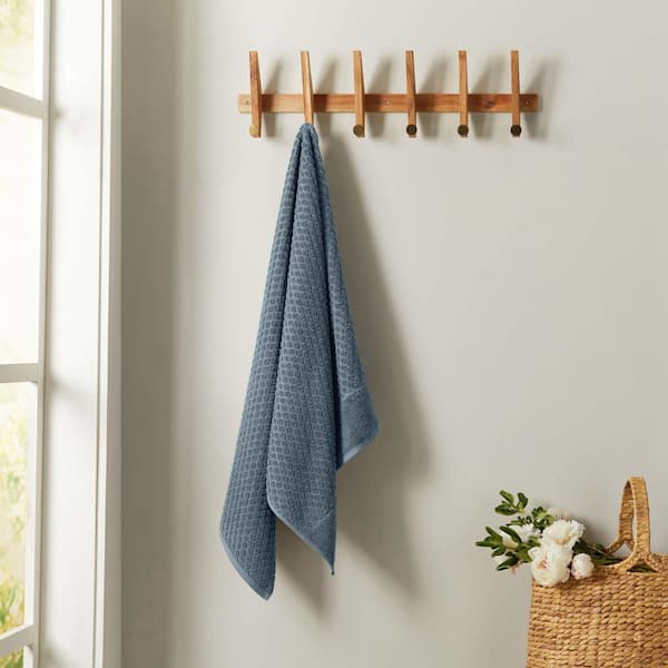Blue Ultra-Soft 100% Cotton Diamond Waffle Single Bath Towel