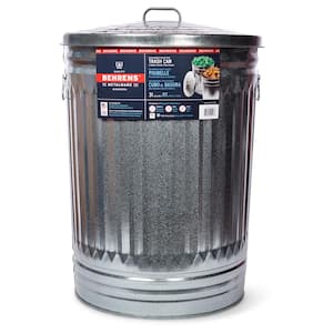 31 Gal. Galvanized Steel Round Trash Can with Lid