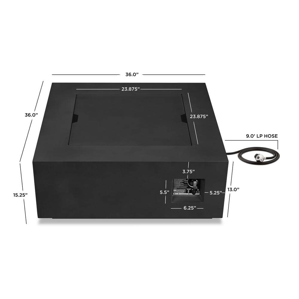 Aegean Black Powder-Coated Steel Gas Fire Pit Table