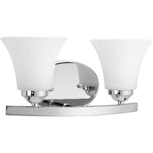 Adorn Collection 2-Light Polished Chrome Etched Glass Traditional Bath Vanity Light