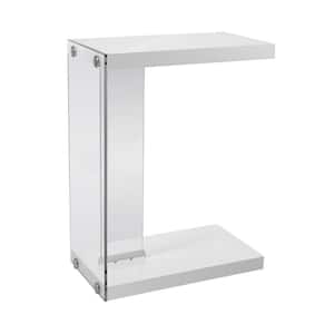 Jasmine 24.75 in. White and Clear Wood End Table