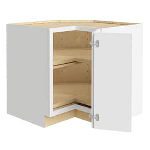 Grayson Pacific White Plywood Shaker Stock Assembled Corner Kitchen Cabinet Lazy Susan Right 33 in. x 34.5 in. x 24 in.