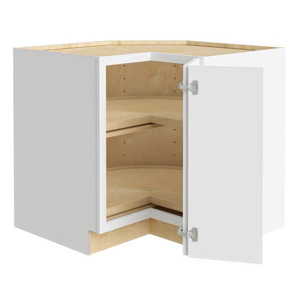 Home Decorators Collection Newport Pacific White Plywood Shaker Assembled Lazy Suzan Corner Kitchen Cabinet R 33 in W x 24 in D x 34.5 in H