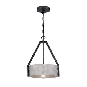 Callowhill 1-Light Matte Black and Antique Ash Shaded Pendant