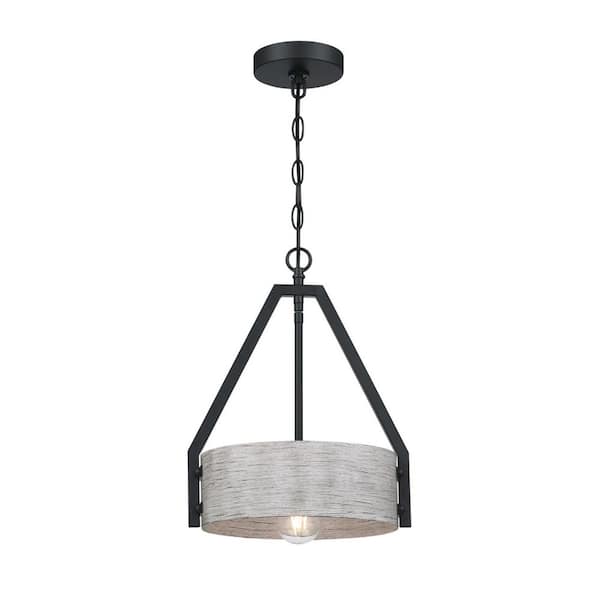 Westinghouse Callowhill 1-Light Matte Black and Antique Ash Shaded Pendant