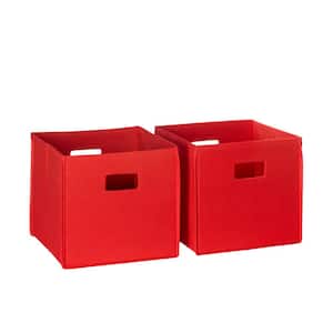 10 in. H x 10.5 in. W x 10.5 in. D Red Fabric Cube Storage Bin 2-Pack