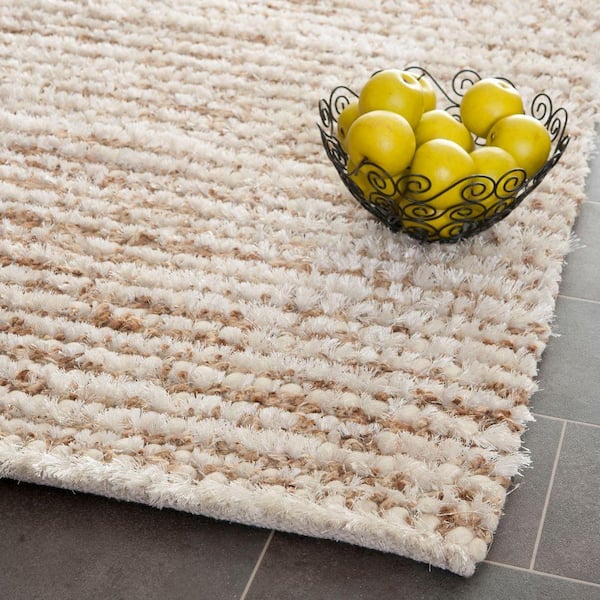 Aspen Shag White/Beige 7 ft. x 7 ft. Square Solid Area Rug