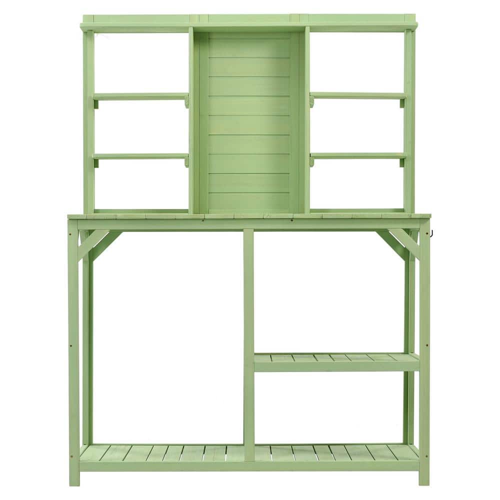 64.6 in. Wood Workstation with 6-Tier Shelves Outdoor Potting Bench Garden 