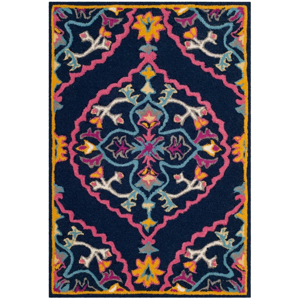 SAFAVIEH Bellagio Navy Blue/Multi 2 ft. x 5 ft. Border Area Rug BLG605C