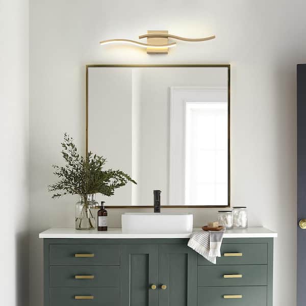 23.5 in. 2-Light 3000K Integrated LED Gold Modern Vanity Light with Spiral Design