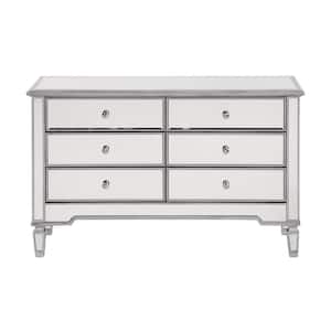 Timeless Home 6-Drawer Hand Rubbed Antique Silver Cabinet 32 in. H x 48 in. W x 18 in. D