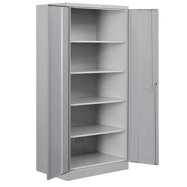 Salsbury Industries 36 in. W x 78 in. H x 18 in. D 4-Shelf Heavy Duty Metal Standard Assembled Storage Cabinet in Gray