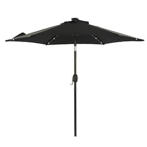 7.5 ft. Polyester Market Patio Umbrella with LED in Black