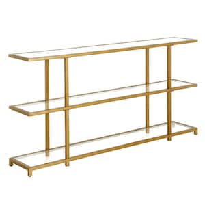 Greenwich 55 in. Brass Rectangle Glass Console Table