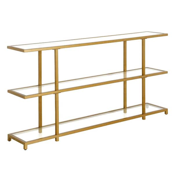 Meyer&Cross Greenwich 55 in. Brass Rectangle Glass Console Table