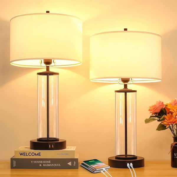 Nordic Hygge 22 in. Set of 2 3-Way Dimmable Touch Control Table Lamps ...