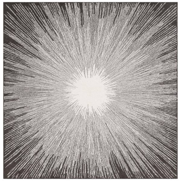 SAFAVIEH Abstract Ivory/Charcoal 6 ft. x 6 ft. Eclectic Star Square Area Rug
