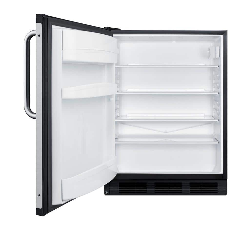 Sleek 24" Undercounter Smart Refrigerator with Stainless Steel Handle - Black