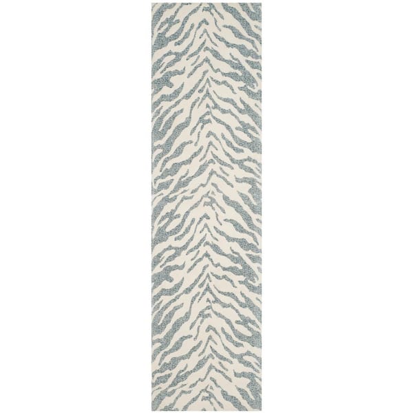 Marbella Blue/Ivory 2 ft. x 6 ft. Animal Print Runner Rug