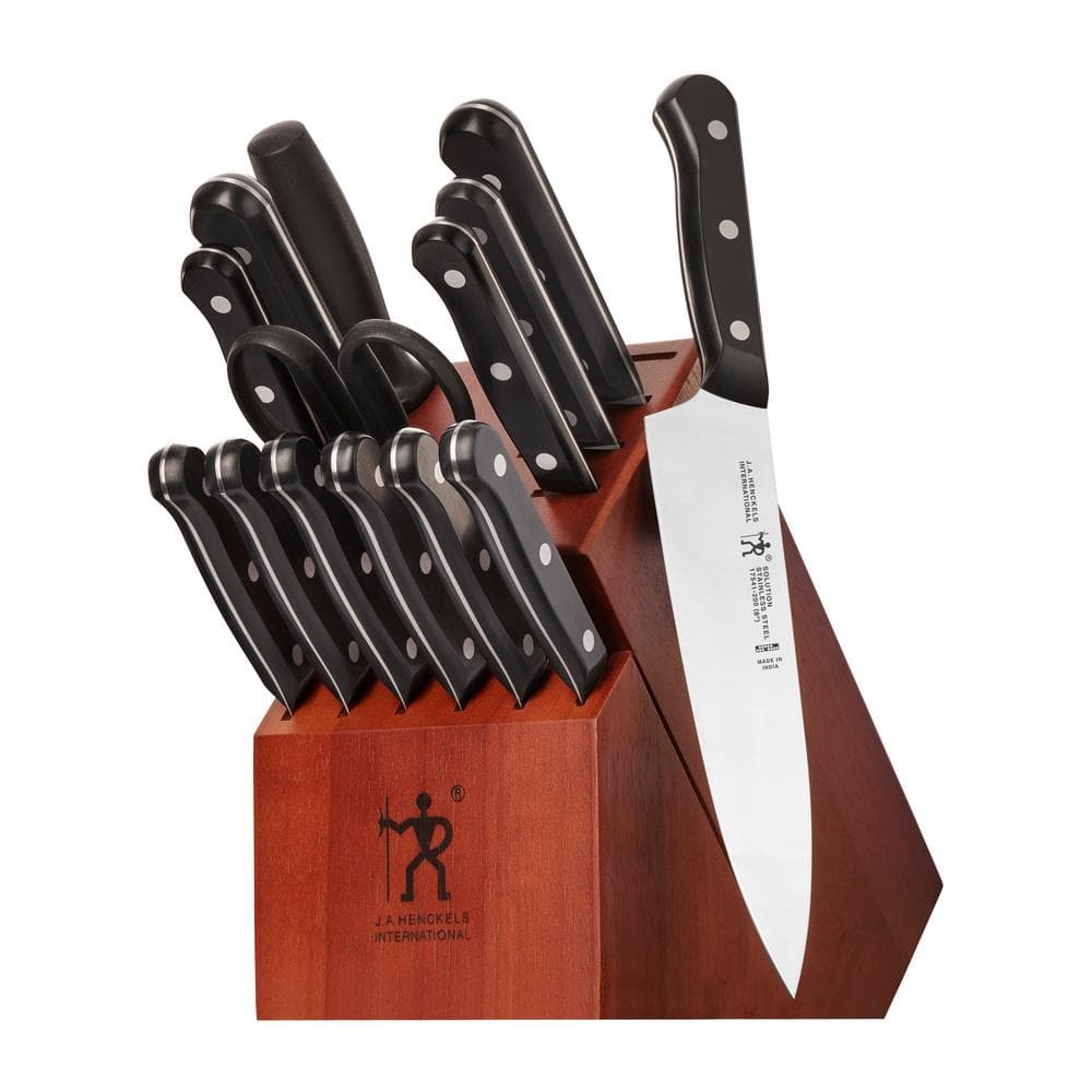 15 Pieces Stainless Steel Knife Block Set with Ergonomic Handle丨Costway