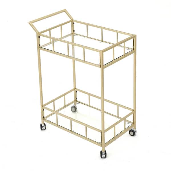 COOLSHARK Outdoor Metal Grill Cart 2 Tier Rolling Cart with Table Top, Storage