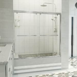 Charisma-X 60 in. W x 58 in. H Semi Frameless Sliding Tub Door in Chrome with Clear Glass