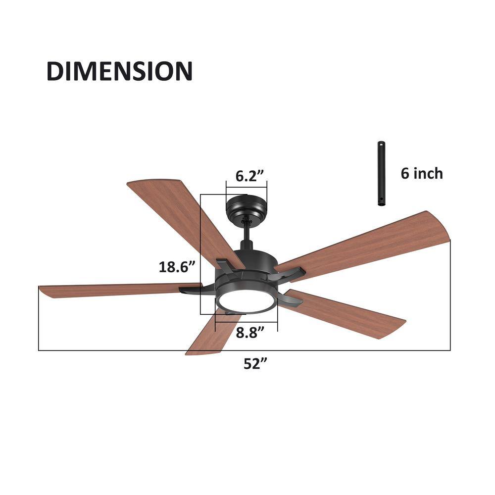 Apex 52'' Black Smart Ceiling Fan with Remote and LED Light