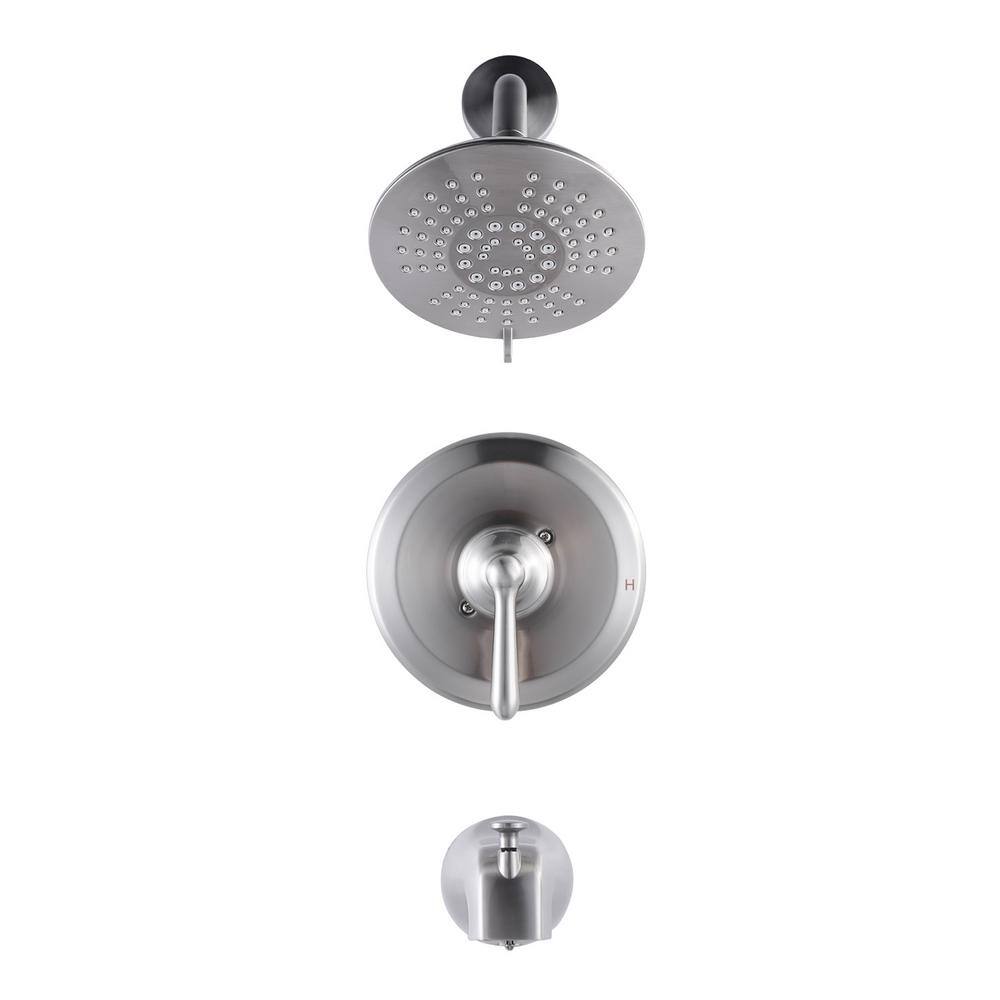 Single Handle 5-Spray Shower Faucet 1.8 GPM with High Pressure Tub Spout in Brushed Nickel (Vlave Included) price history on PriceWatchPro